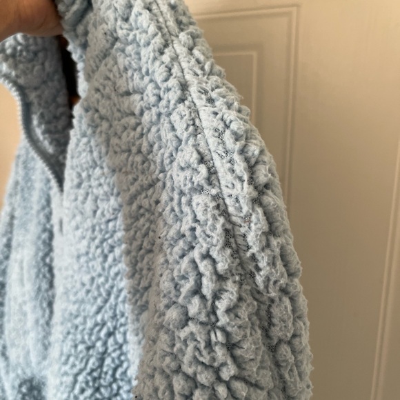 UO Willow Fuzzy Blue Drawstring Teddy Jacket - Picture 3 of 16